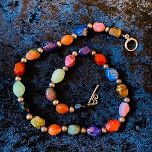 Multi Stone and Sterling Necklace